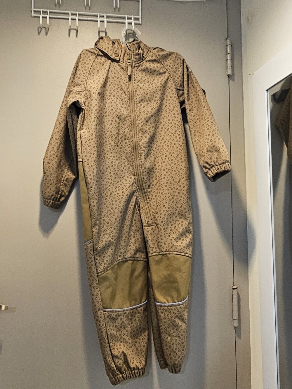 Kids Hooded One-Piece Jumpsuit in Beige